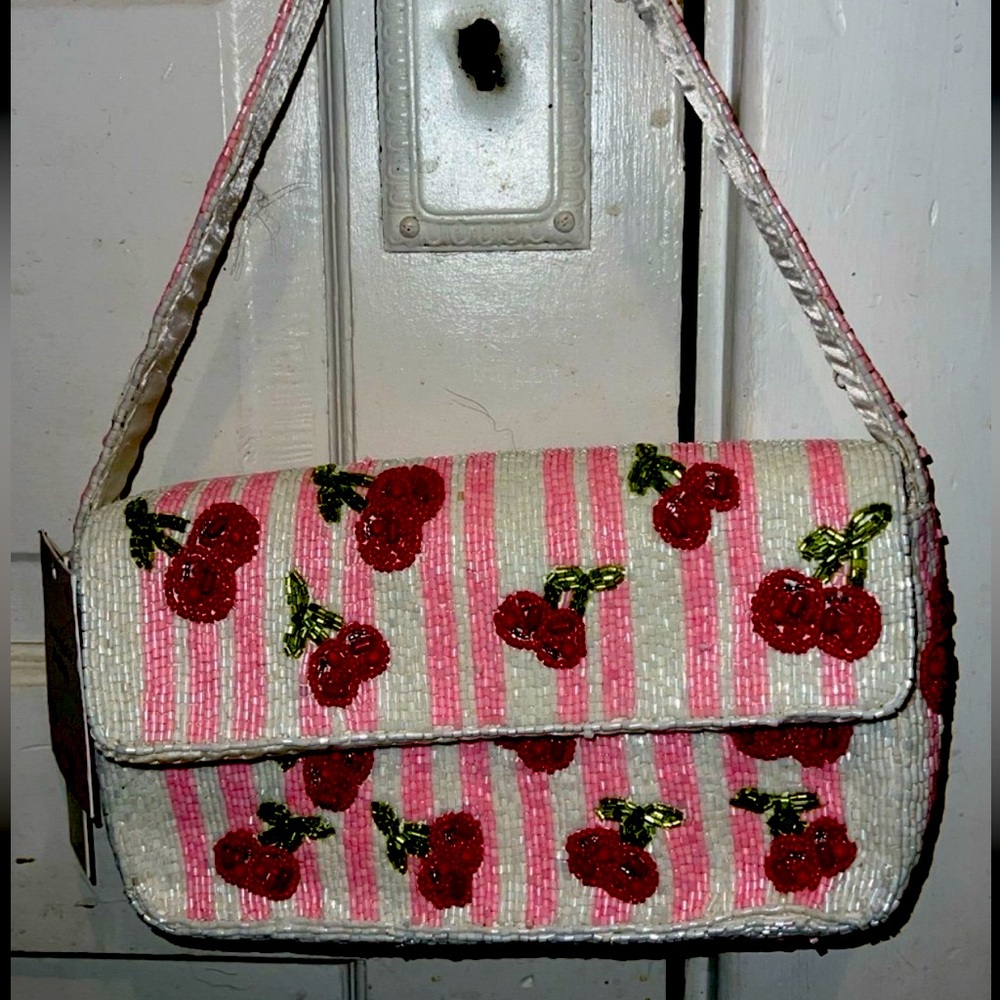 Viral cherry beaded purse